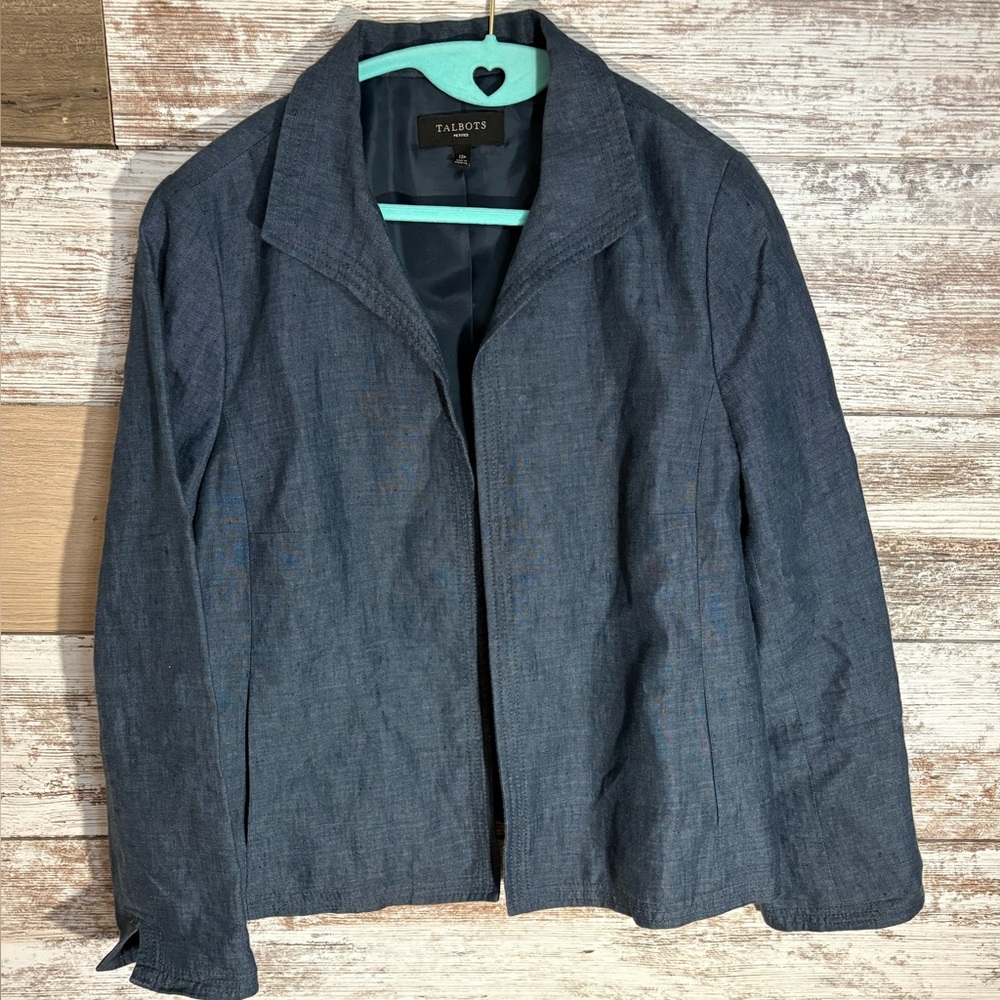 Talbots Linen Blue Blazer Size 12P